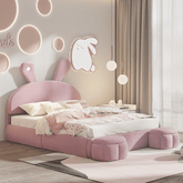 Bellemave® Full Size Upholstered Platform Bed with Cartoon Ears Shaped Headboard and Light - Bellemave